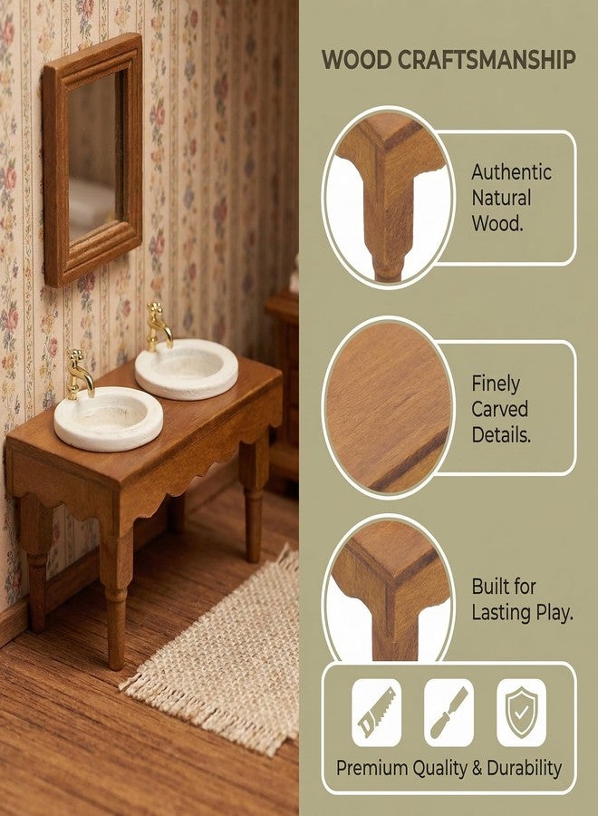 JOINPAYA 1/12 Scale Dollhouse Basin Sink: Mini House Bathroom Furniture Basin Mini Cabinet Adornments for Bathroom Scene Prop - Image 5